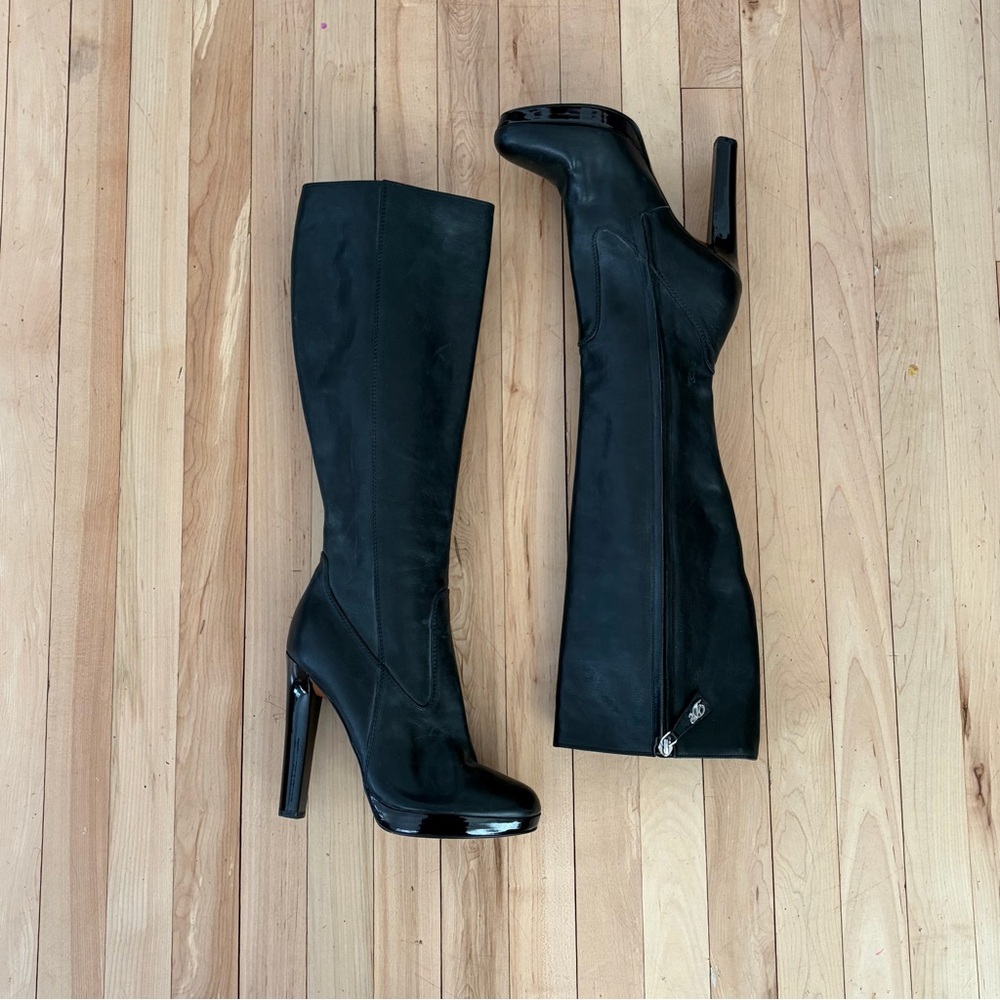 DSquared2 Elegant Black Knee-High Leather Boots - Sz 38